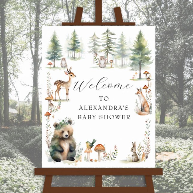Póster Cute Woodland Forest Animals Bear Deer Baby Shower (Subido por el creador)