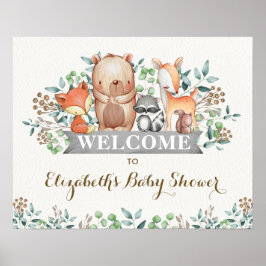 Póster Cute Woodland Forest Birthday Baby Shower
