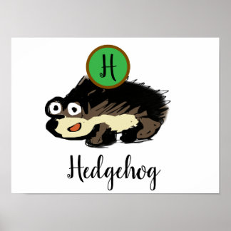 Póster Cute Woodland Hedgehog Nursery Art Print