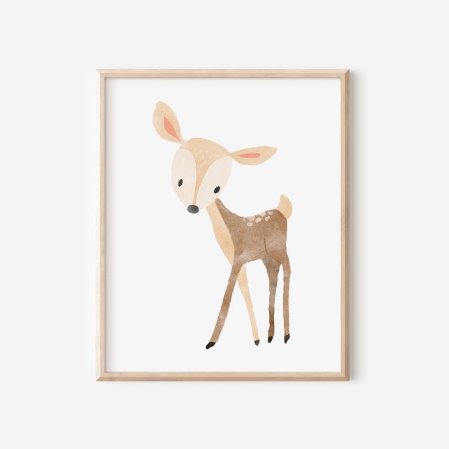 Póster Cute Woodland Watercolor Deer Nursery Art (Subido por el creador)