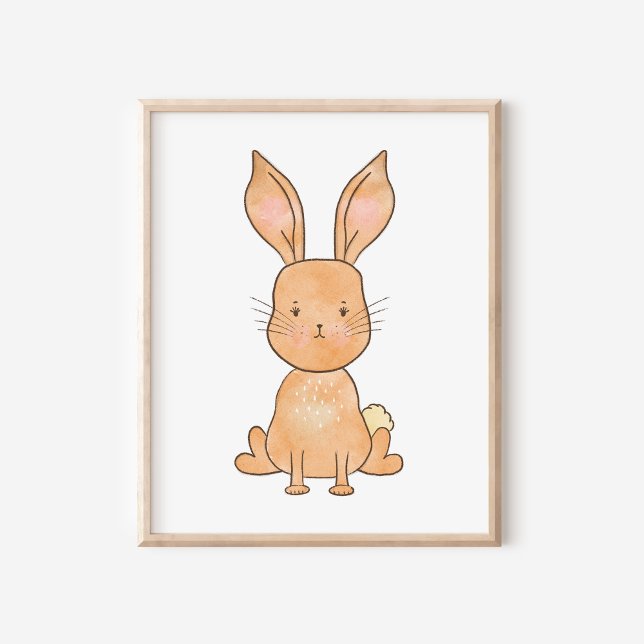 Póster Cute Woodland Watercolor Rabbit Nursery Art (Subido por el creador)