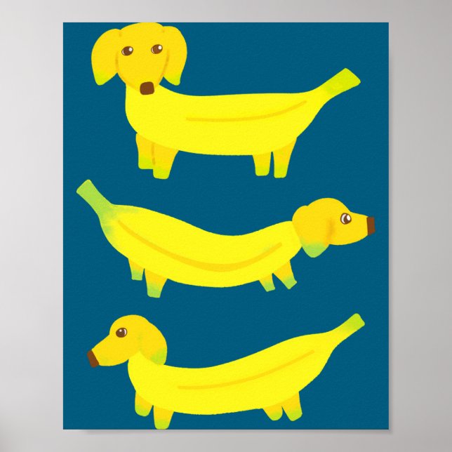 Póster Cute Yellow Banana Dogs Graphic  (Frente)