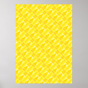 Póster Cute Yellow Crayon Artsy Pattern