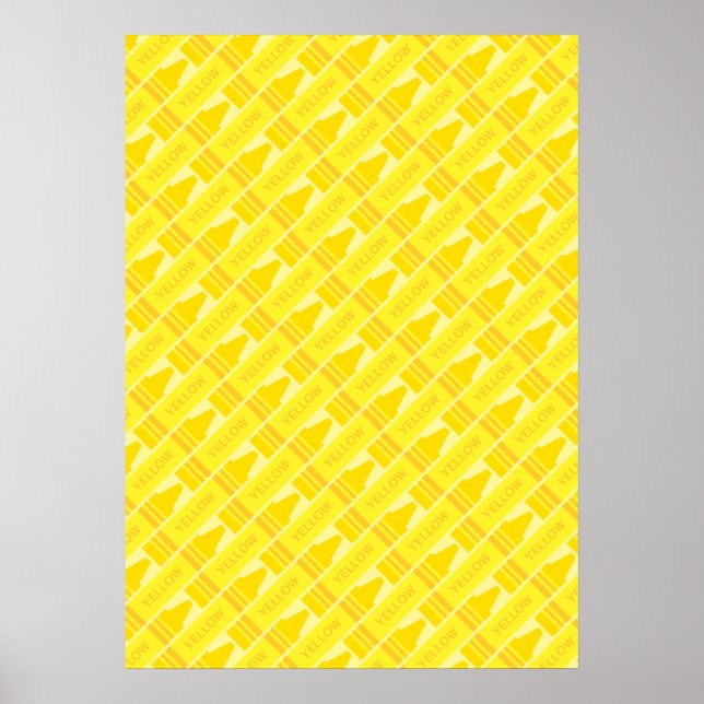 Póster Cute Yellow Crayon Artsy Pattern (Frente)