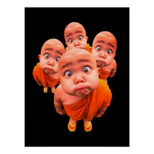 Póster Cute Young Monk Minimalista Túnica Naranja 