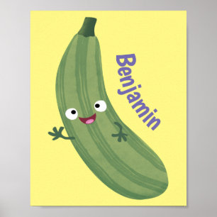 Póster Cute zucchini feliz personalizado ilustracion