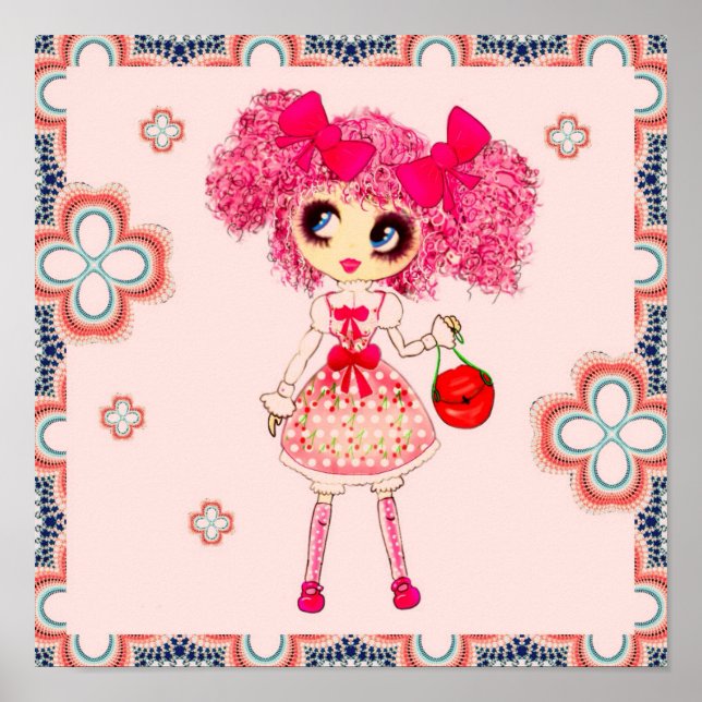 Póster CutePPretty Girly PinkyP Chica rosa de Kawaii por  (Frente)