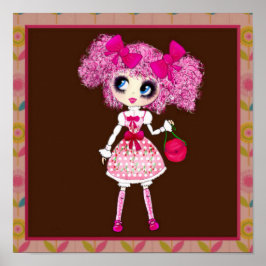 Póster CutePPretty Girly PinkyP Chica rosa de Kawaii por