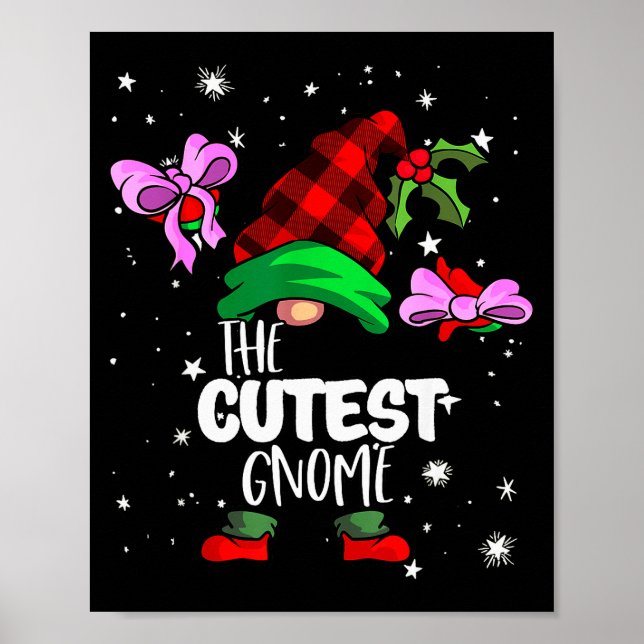 Póster Cutest Gnome Red Buffalo Plaid Matching Family Chr (Frente)