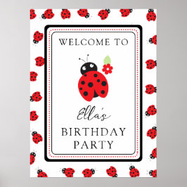 Póster Cutest Little Ladybug Kids Birday Fiesta