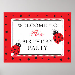 Póster Cutest Little Ladybug Kids Birday Fiesta