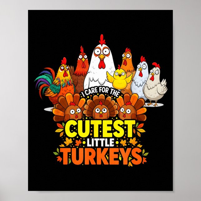 Póster Cutest Little Turkeys Funny Thanksgiving Teacher D (Frente)