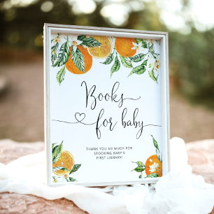 Póster Cutie Books para el bebé. Libros de naranjas para