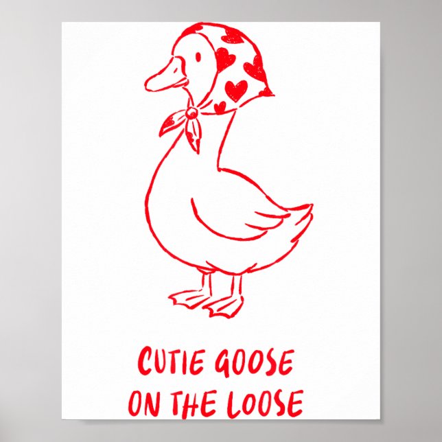 Póster Cutie Goose Valentine Hearts Bandana Cute Barnyard (Frente)