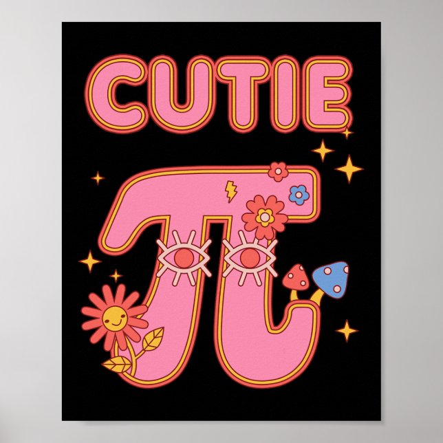 Póster Cutie Pi Pie Feliz Día Pi Maestra Matemática (Frente)