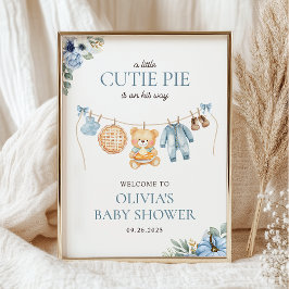 Póster Cutie Pie Blue Fall Boy Baby Shower Welcome