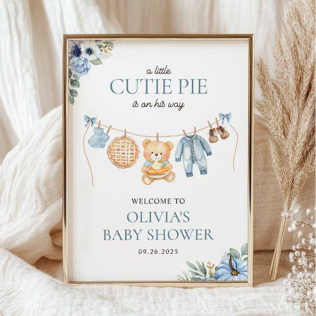 Póster Cutie Pie Blue Fall Boy Baby Shower Welcome (Subido por el creador)