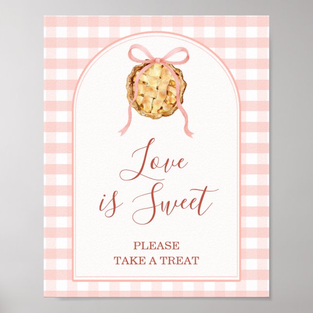 Póster Cutie Pie Pastel Pink Baby Shower Love is Sweet (Frente)