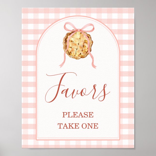 Póster Cutie Pie Pastel Pink Gingham Baby Shower Favors (Frente)