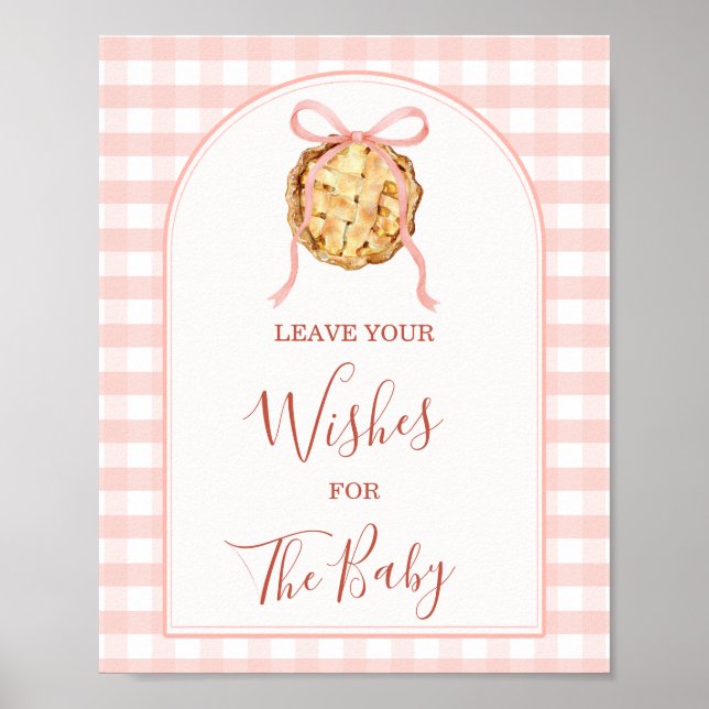 Póster Cutie Pie Pastel Pink Gingham Leave Your Wishes (Frente)