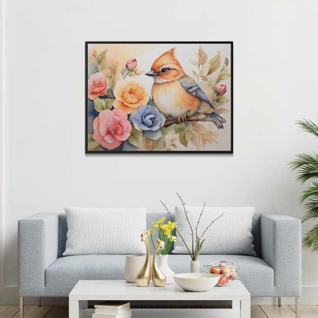 Póster Cuto acuarela Bird Flor Regalo (Subido por el creador)