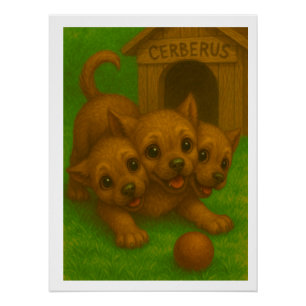 Póster Cuto arte de fantasía de cerberus de tres puntas