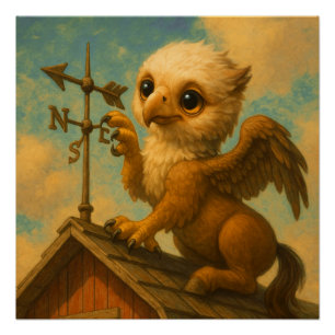 Póster Cuto bebé gran ojo hippogriff arte divertido de fa