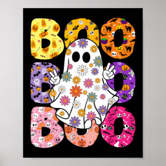 Póster Cuto fantasma floral Boo Halloween Chica Ghost Spo