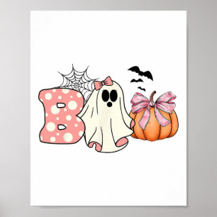 Póster Cuto fantasma floral Boo Halloween Chica Ghost Spo