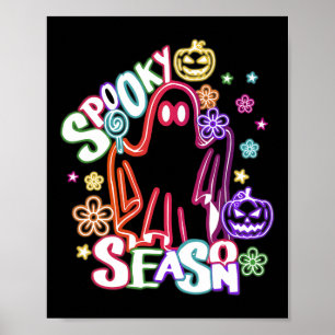 Póster Cuto fantasma Floral Coquette Halloween Calabaza