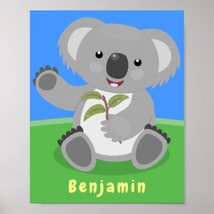 Póster Cuto feliz koala saludando al ilustracion personal