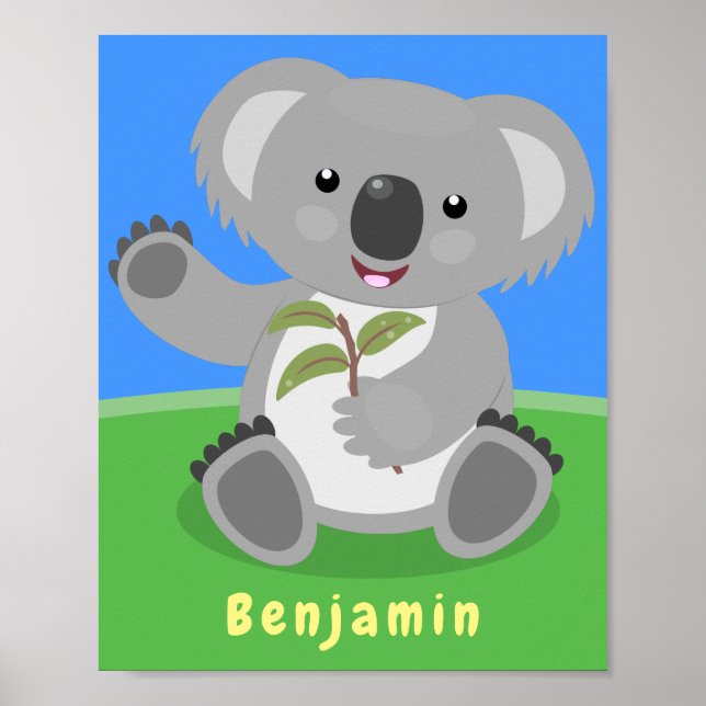 Póster Cuto feliz koala saludando al ilustracion personal (Frente)
