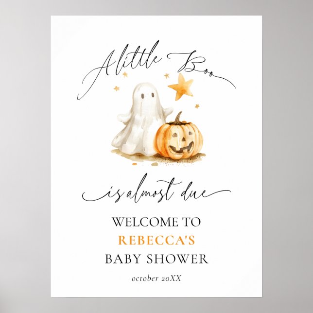 Póster Cuto Ghost Pumpkin Boo Halloween Baby Shower (Frente)