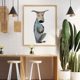 Póster Cuto gracioso acuarela de la ilustración de perro 