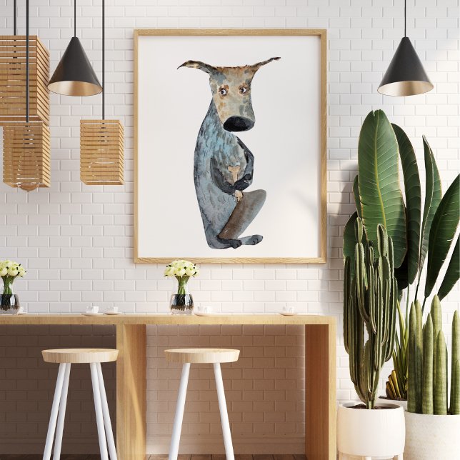 Póster Cuto gracioso acuarela de la ilustración de perro  (Subido por el creador)