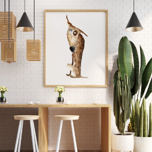 Póster Cuto gracioso acuarela de la ilustración de perro