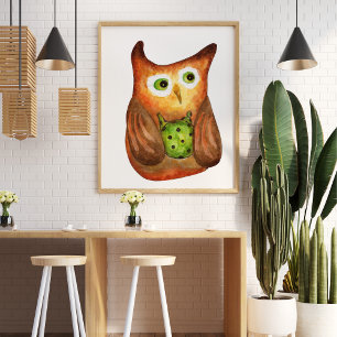Póster Cuto gracioso acuarela lustración decorativa
