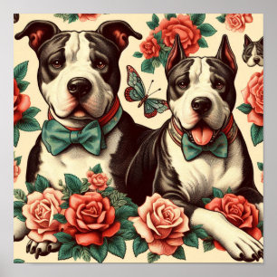 Póster Cuto Vintage American Pit Bull Terrier