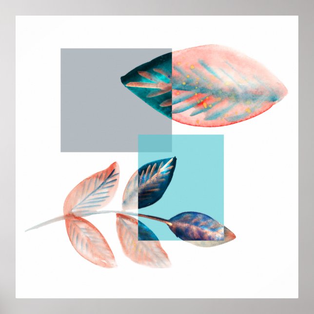 Póster Cyan Red Leaf (Frente)