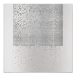 Póster Cyber Binary Mínimo Monocromático Plata Gris Lux