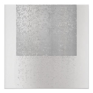 Póster Cyber Binary Mínimo Monocromático Plata Gris Lux