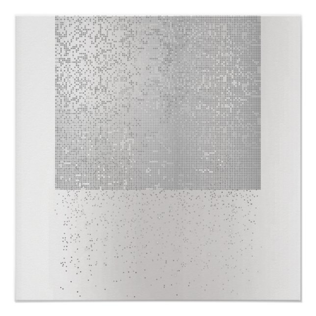 Póster Cyber Binary Mínimo Monocromático Plata Gris Lux (Anverso)