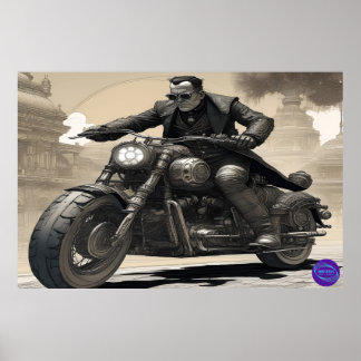 PÓSTER CYBER PUNK BIKER
