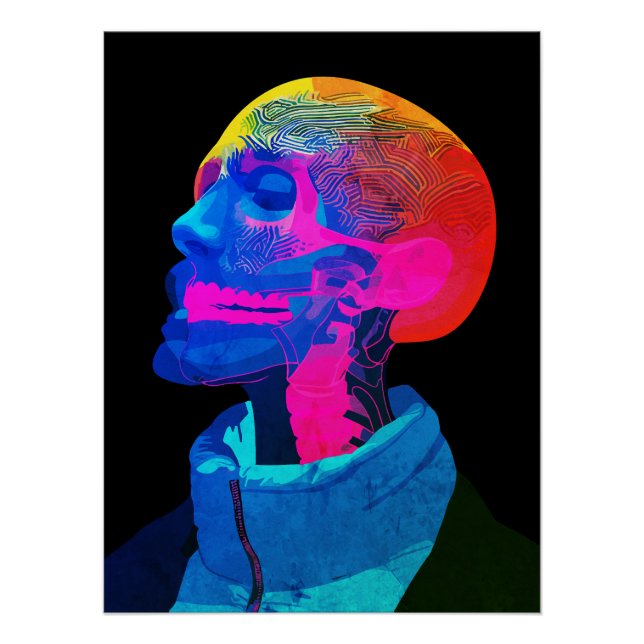 Póster Cyber Skull - Arte de anatomía futurista (Anverso)
