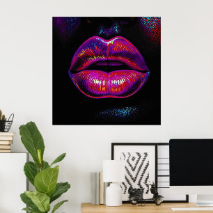 Póster Cyber Venus Lips - Retrato de labios coloridos