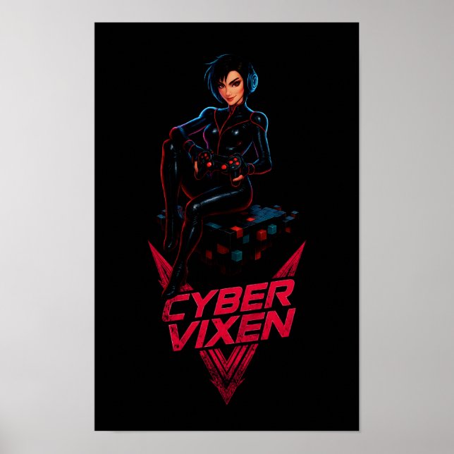 Póster Cyber Vixen Gamer Girl Gaming Graphic - Video Game (Frente)