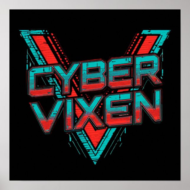 Póster Cyber Vixen Gamer Girl Gaming Graphic | Video Game (Frente)