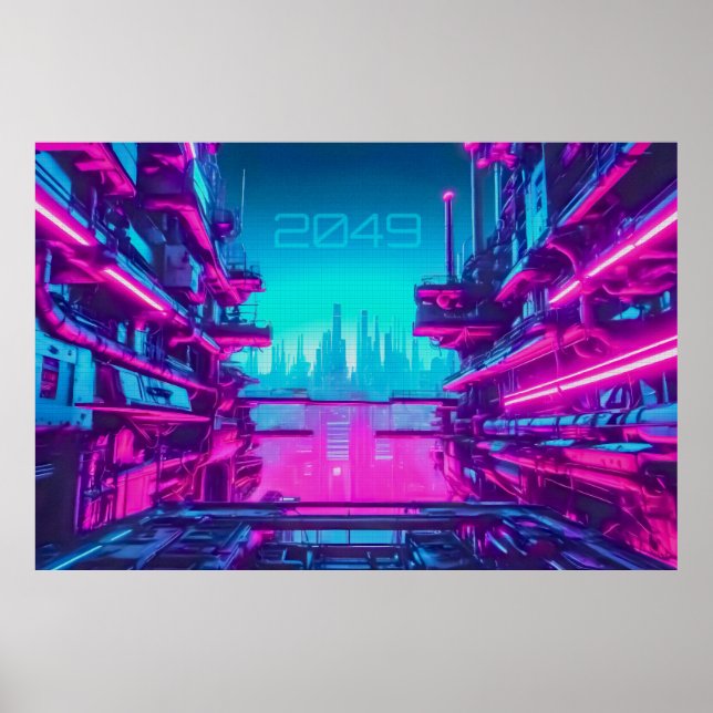 Póster Cyberpunk 2049 Neon City Landscape Sci-Fi (Frente)