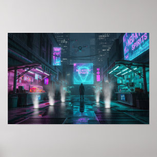 Póster Cyberpunk Alleyway