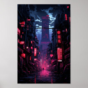 Póster Cyberpunk Corpo Tower Tokyo